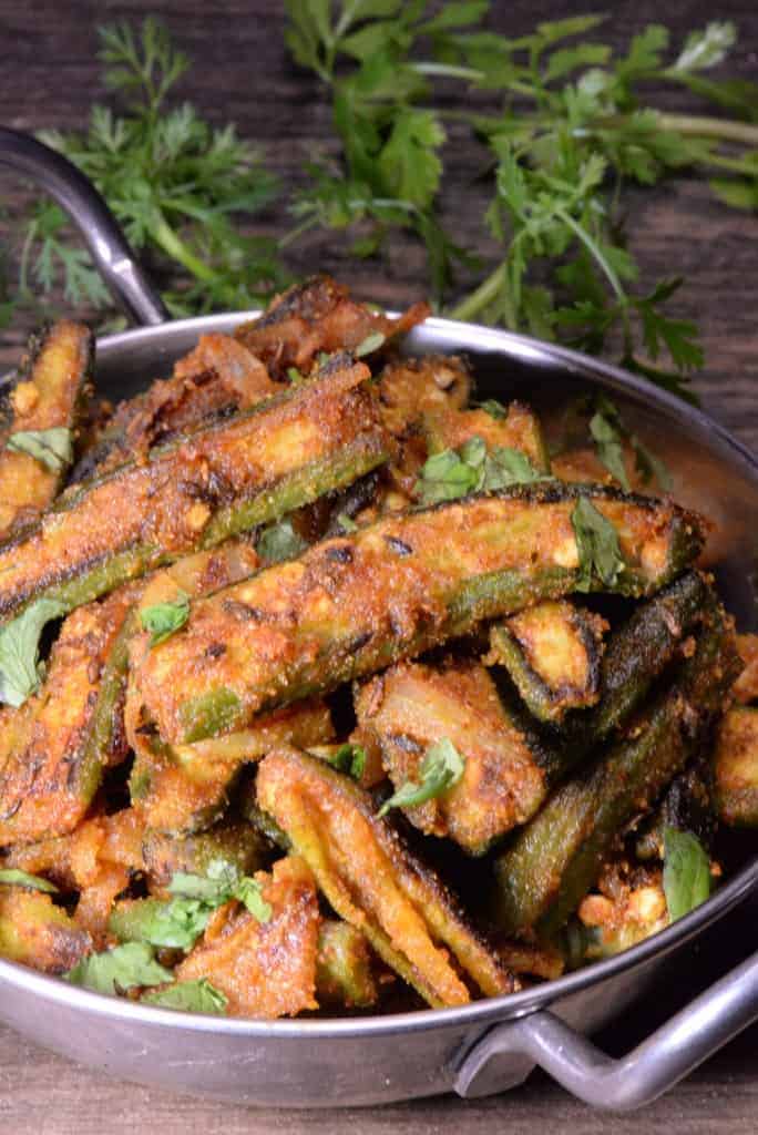 Indian Bhindi Masala Dry Fry (Spicy Fried Okra) - International Cuisine