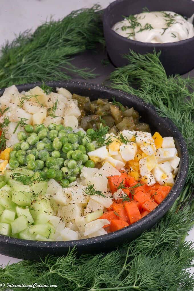 Russian Potato Salad (Olivier Salad) - International Cuisine